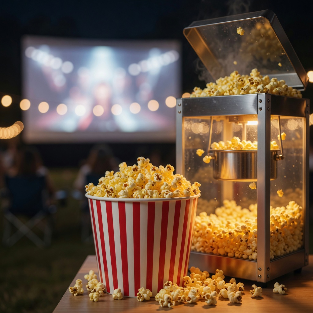 Fresh popcorn and popcorn machine